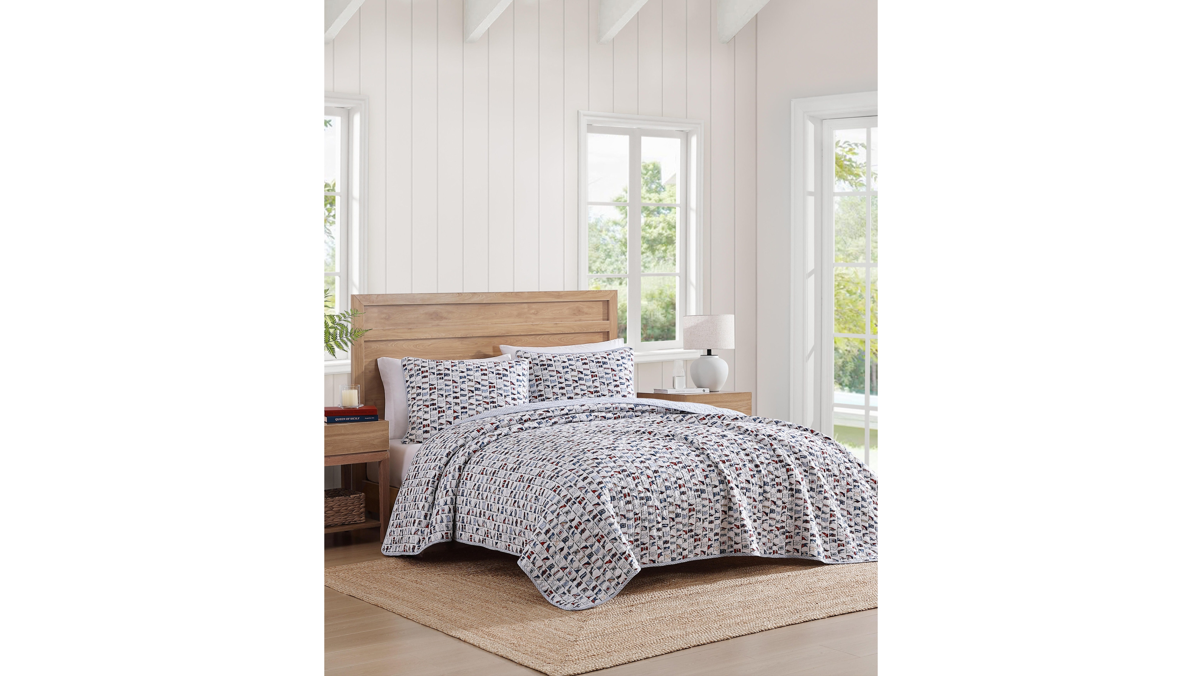 Tommy Hilfiger Boating Flags Cotton Reversible 3-Pc. Quilt Set