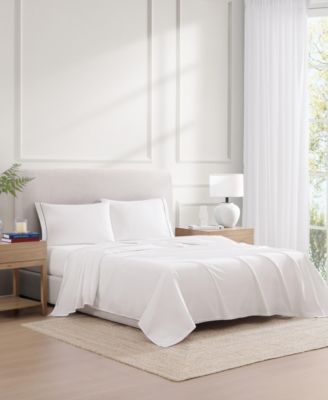 Solid 200-Thread Count Hem Stripe Cotton Percale 3-Pc. Sheet Set, Twin XL