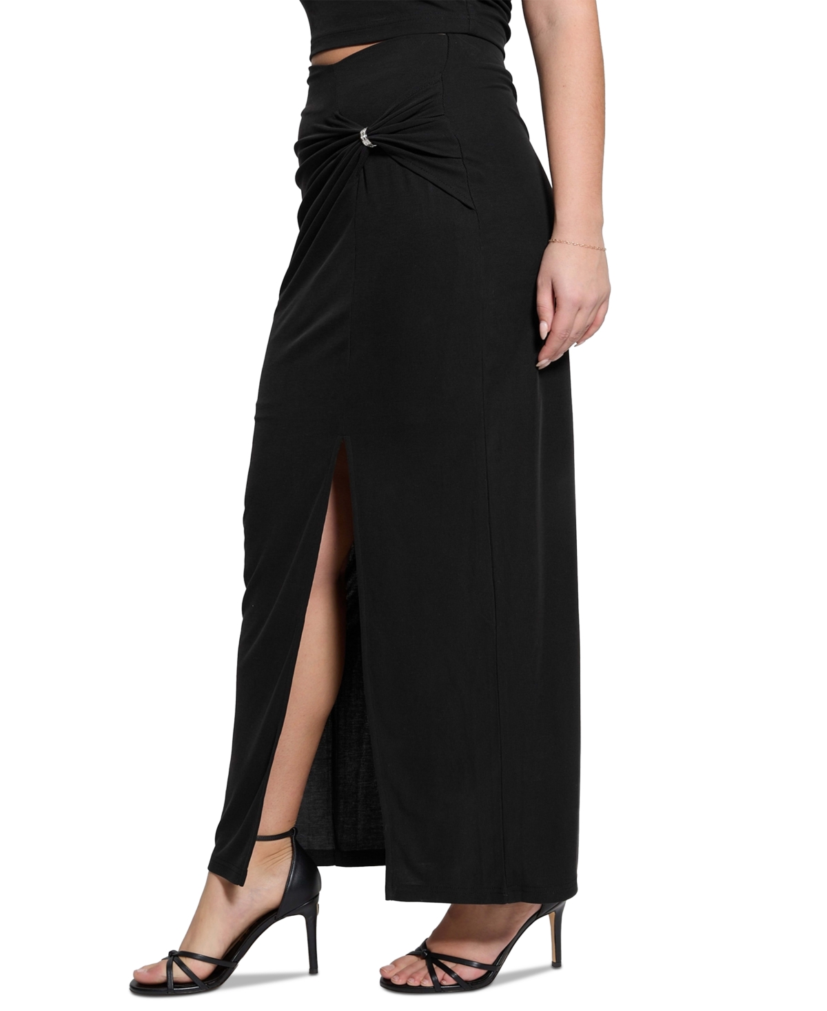 Guess Women's Aimee Embellished Side-drape Maxi Skirt In Jet Black A996