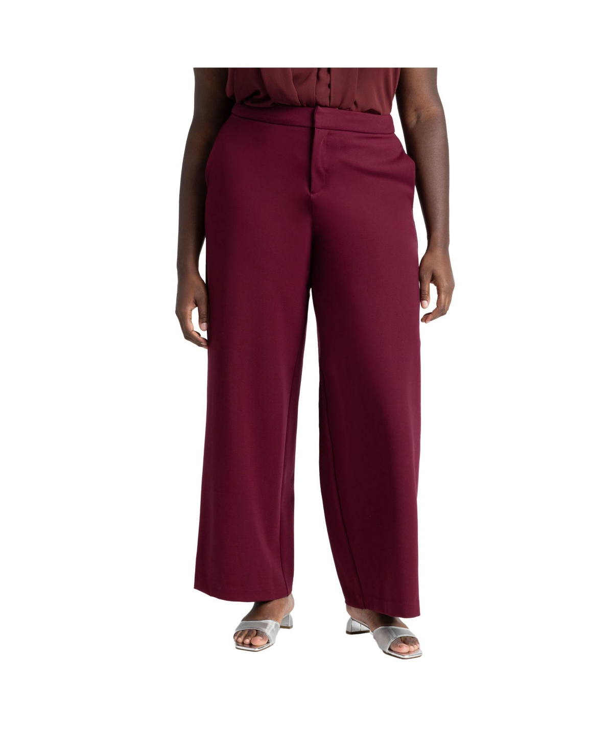 Plus Size The Ultimate Stretch Wide Leg Pant - Maroon banner