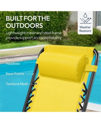 Folding Outdoor Zero Gravity Rocking Lounge Chair w/ Headrest Pillow