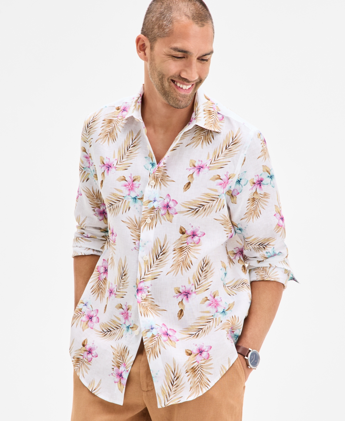 Club Room Men's Amista Floral Linen Shirt, Exclusively At Macy's