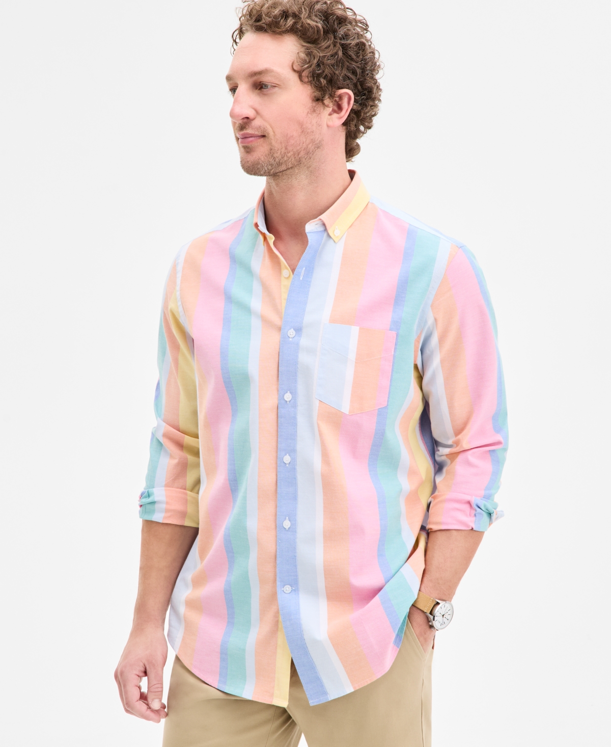 Club Room Men's Stripe Oxford Shirt, Exclusively At Macy's