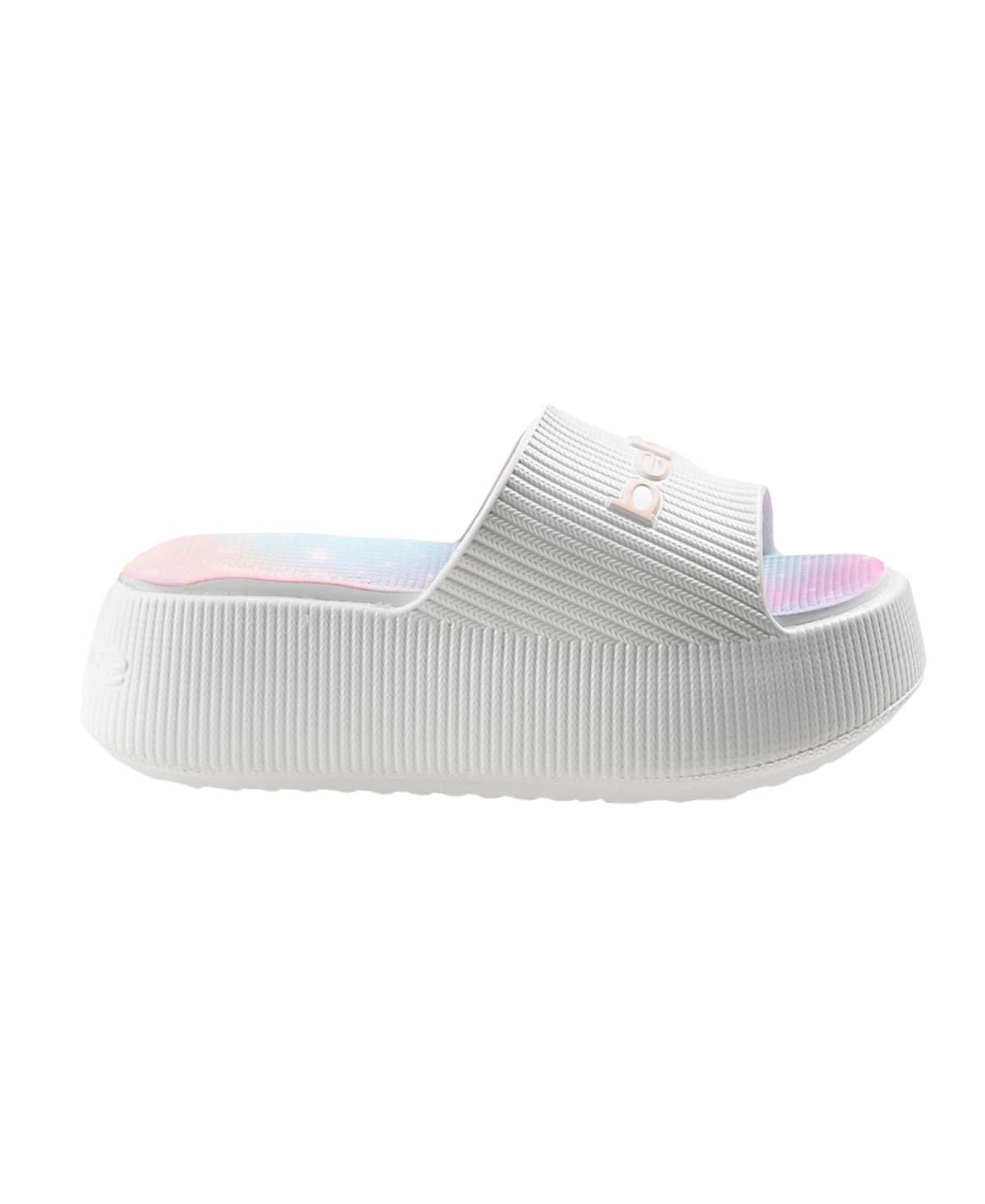 Bebe Little And Big Girls Trendy And Comfortable Summer Platform Slides In White