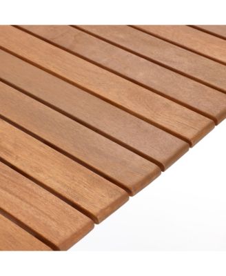 Natural Solid Wood 40-Inch Long Rounded Rectangle Outdoor Coffee Table