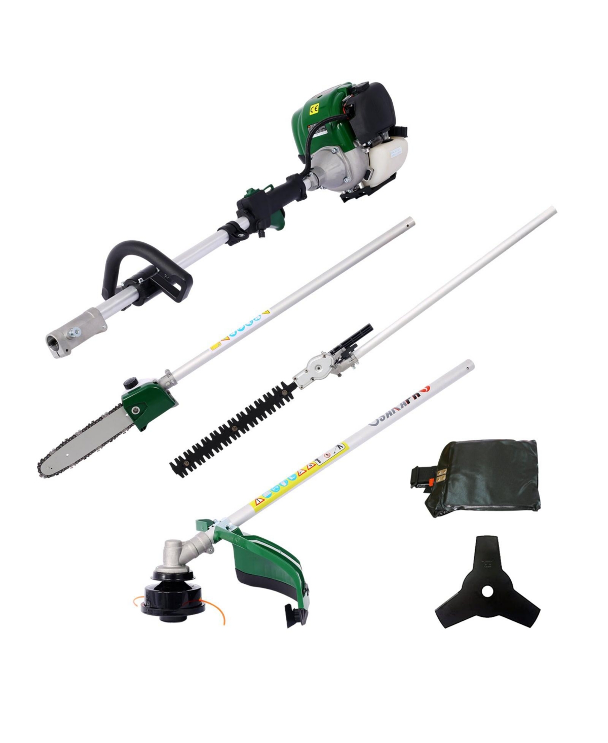 4 in 1 Multi-Functional Trimming Tool, 38CC 4 stroke Garden Tool System with Gas Pole Saw, Hedge Trimmer, Grass Trimmer, and Brush Cutter Epa Complian