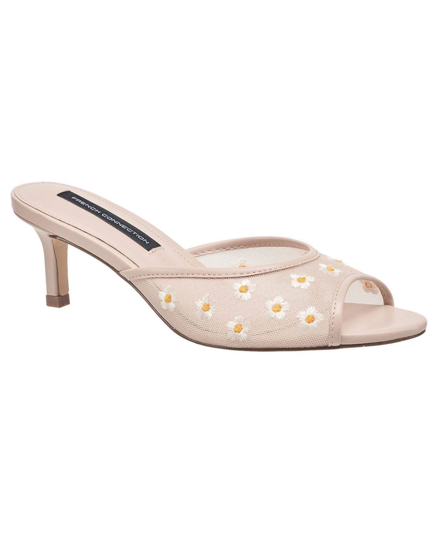 Женские туфли French Connection Nancy Mesh Embroidered Kitten Heel, цвет: Телесный — фото 1