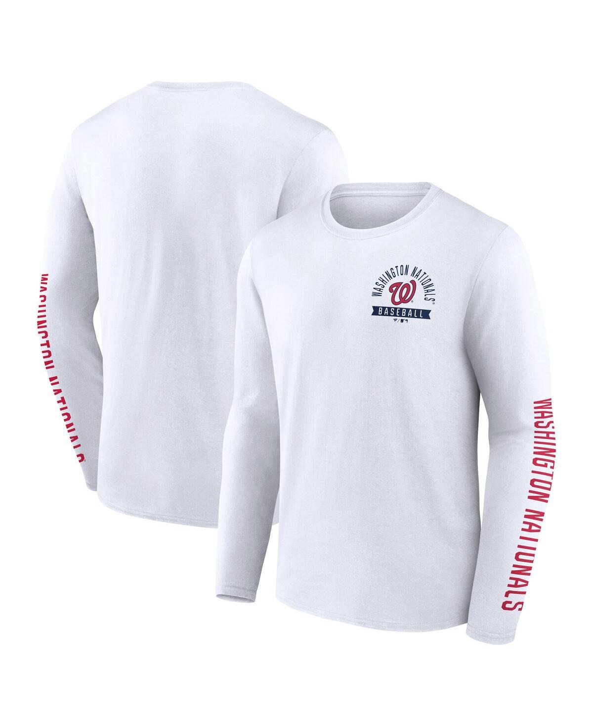 Fanatics Men's White Washington Nationals Press Box Long Sleeve T-shirt In White