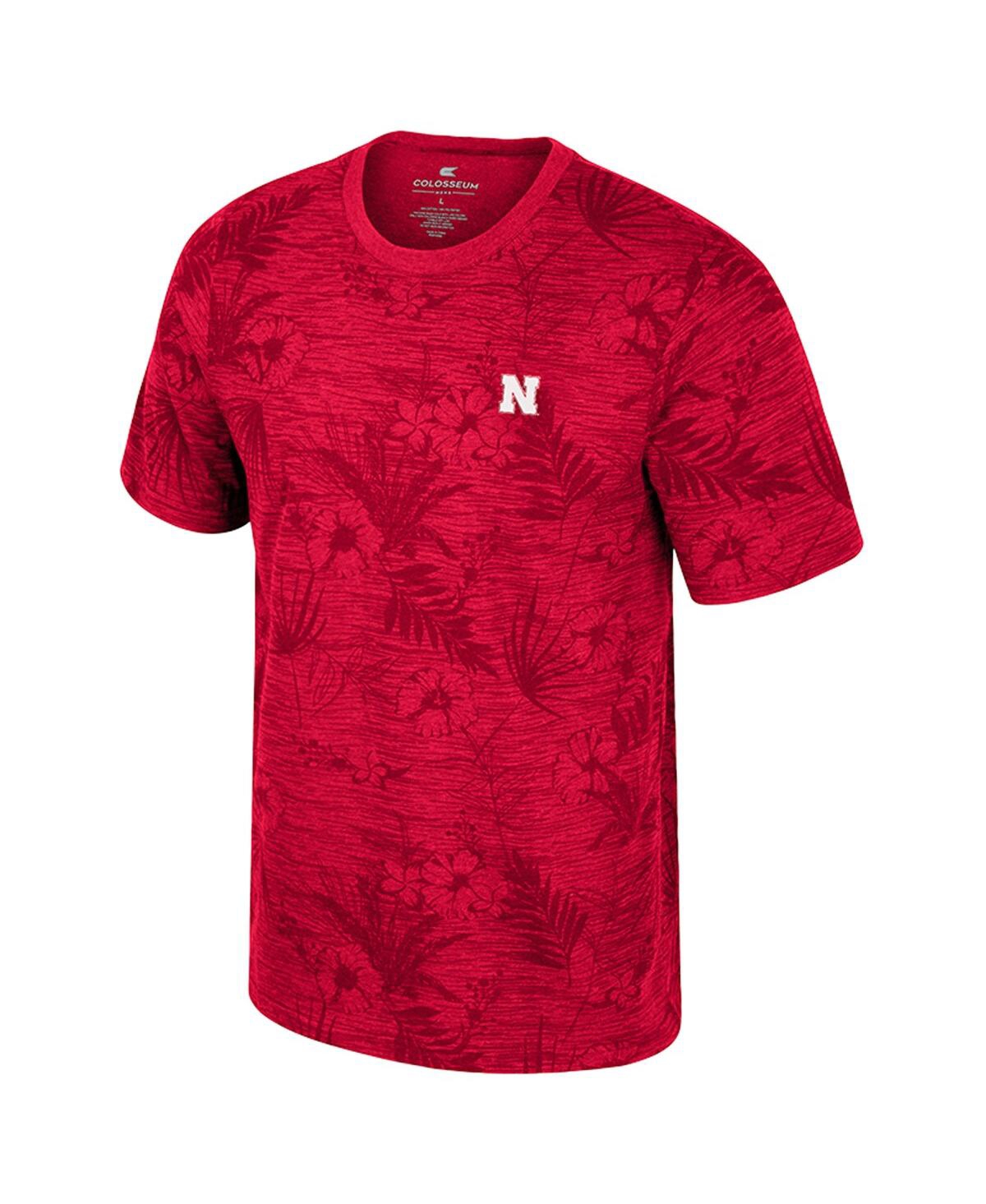 Colosseum Men's Red Nebraska Huskers Floral Printed T-shirt In Red
