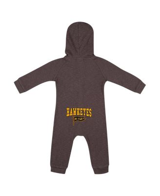 Baby Boys and Girls Charcoal Iowa Hawkeyes Zando-Zan Waffle Full-Snap Hooded Romper
