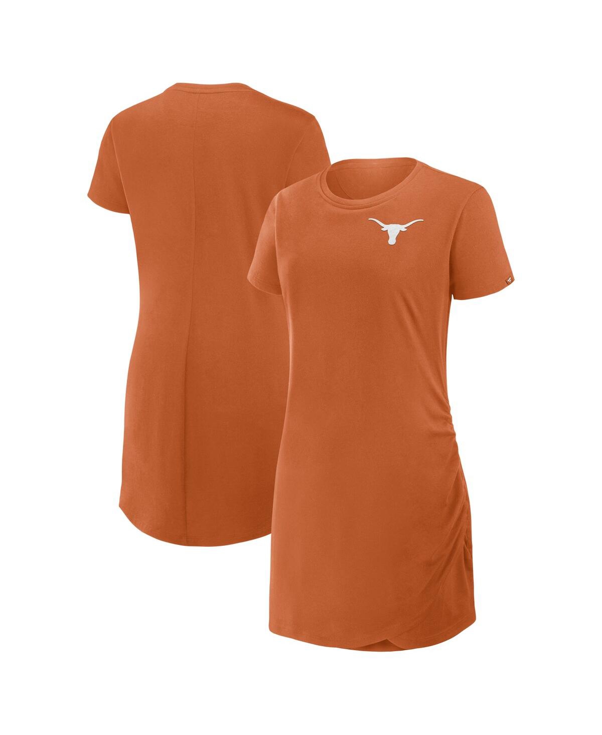 Fanatics Women's Texas Orange Texas Longhorns Relaxed Fit Drape T-shirt Dress In Orange