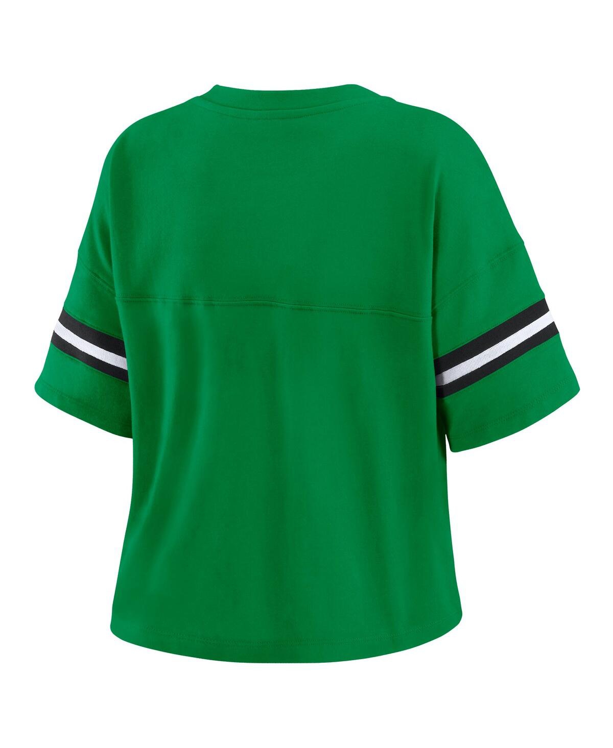 Wear By Erin Andrews Women's Kelly Green Boston Celtics Plus Size Color Block Boxy V-neck T-shirt In Kelly Green