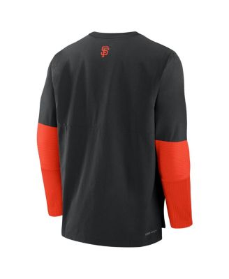 Men's Black/Orange San Francisco Giants Authentic Collection Lightweight Player Tri-Blend Performance Pullover Sweatshirt