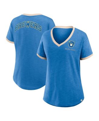 Fanatics - Women's Royal Milwaukee Brewers Binge Worthy Stadium Slub V-Neck T-Shirt