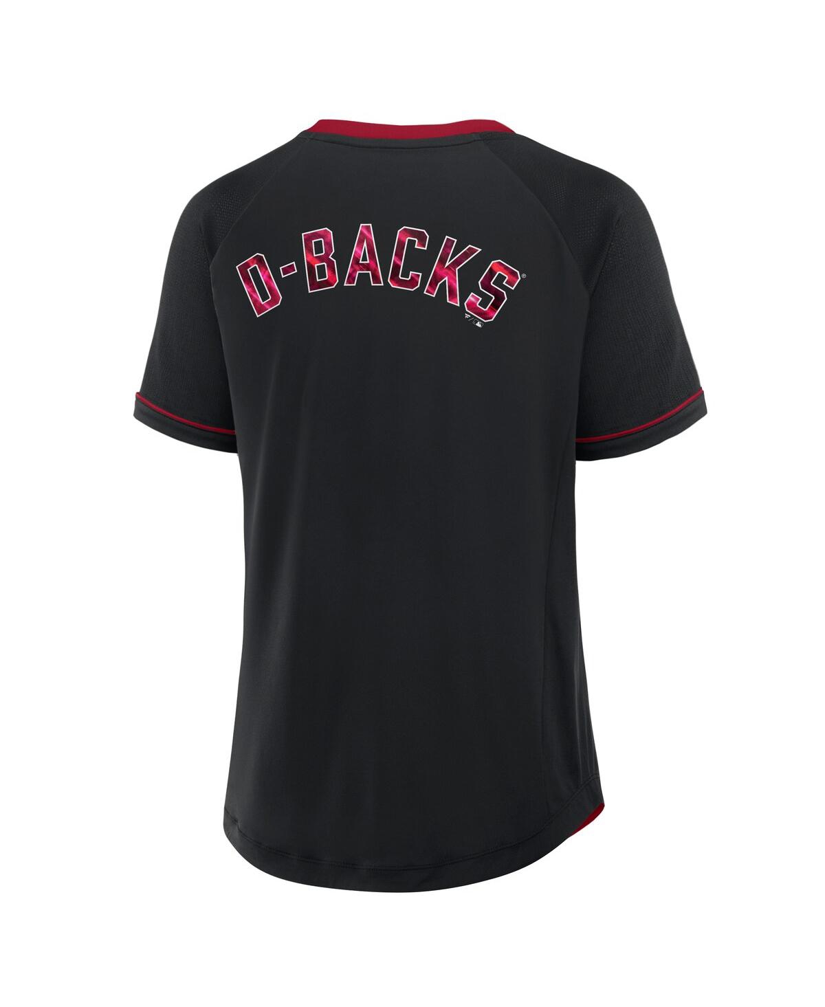 Fanatics Women's Black Arizona Diamondbacks League Diva Star Raglan V-neck Top In Black