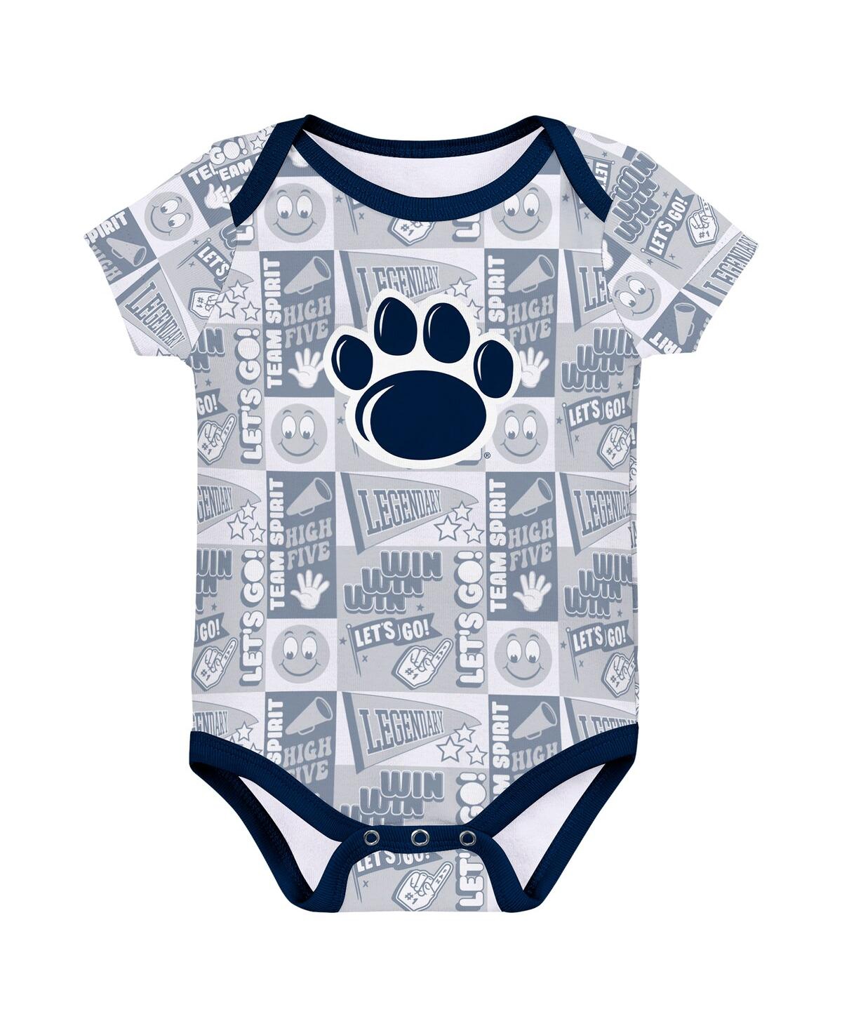 Outerstuff Newborn Navy Penn State Nittany Lions Sunday Comics Bodysuit 3-pack In Navy