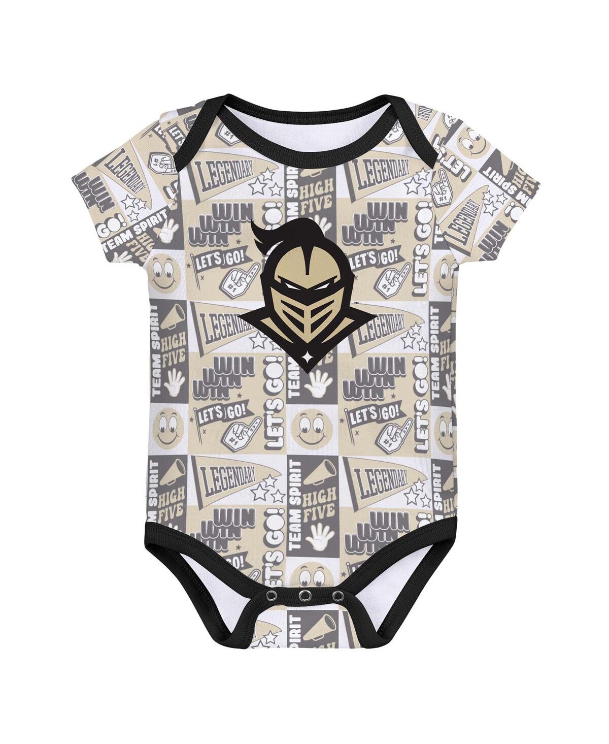 Outerstuff Newborn Gold/black Ucf Knights Sunday Comics Bodysuit 3-pack