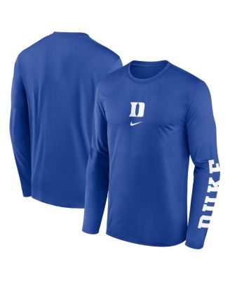 Nike - Men's Royal Duke Blue Devils Primetime Center Lockup Two-Hit Legend Long Sleeve T-shirt