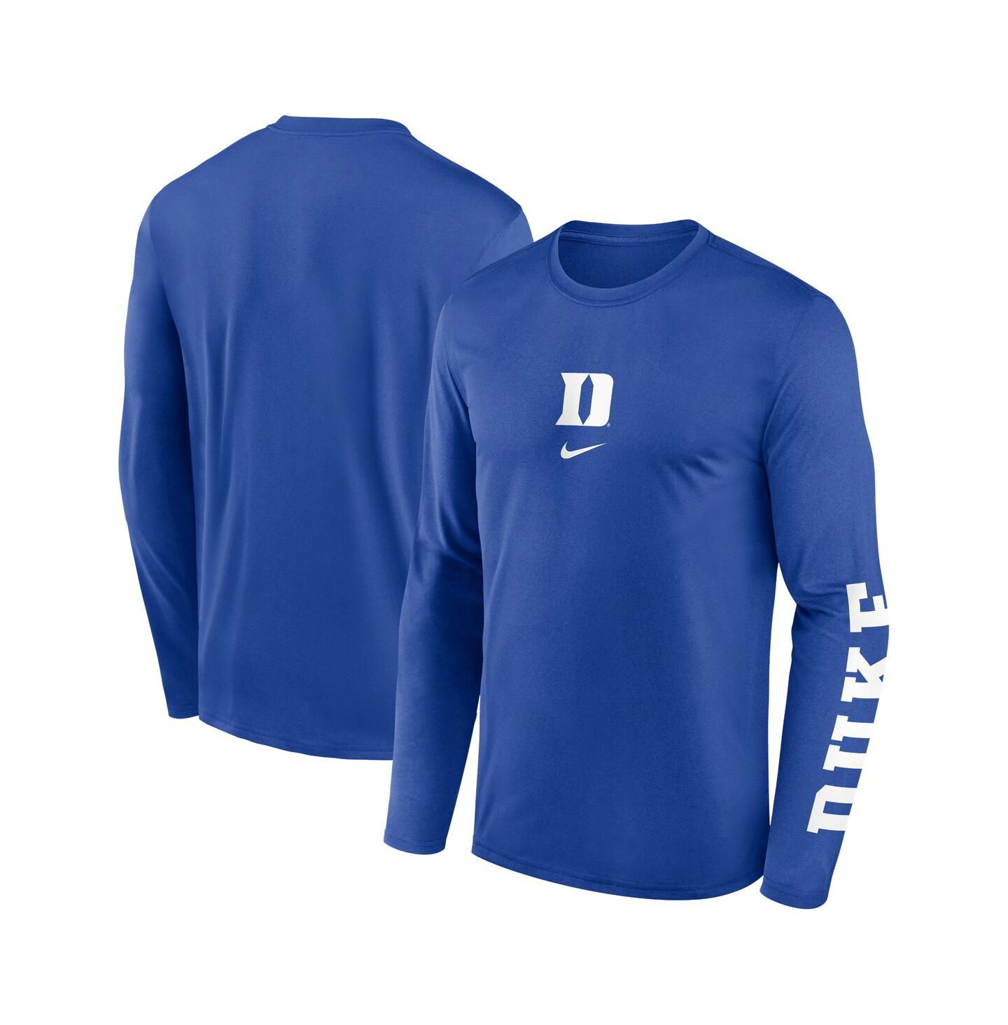 Мужская футболка Nike Royal Duke Blue Devils Prime TimeCenter Lockup Two-Hit Legend Long Sleeve — фото 1
