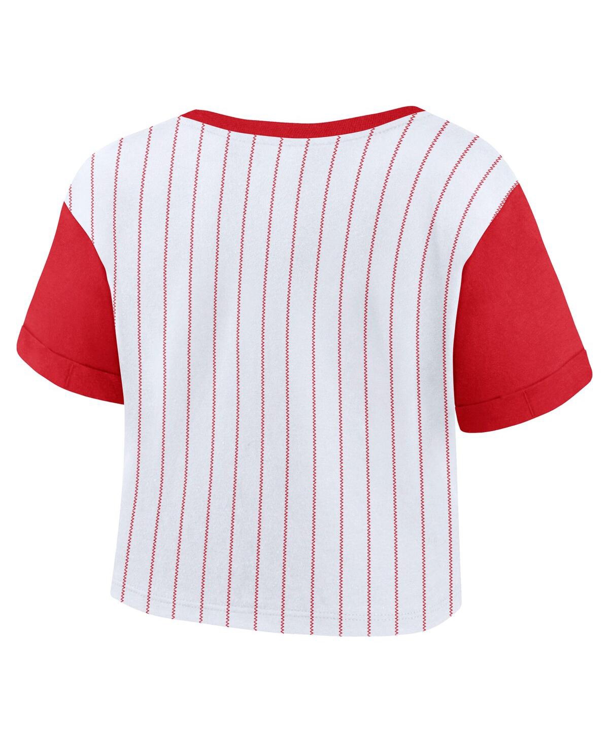 Fanatics Women's White/red St. Louis Cardinals Large Logo Cropped T-shirt In White,red