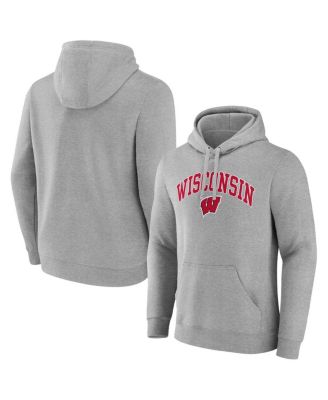 Fanatics - Men's  Gray Wisconsin Badgers Arched Logo Pullover Hoodie