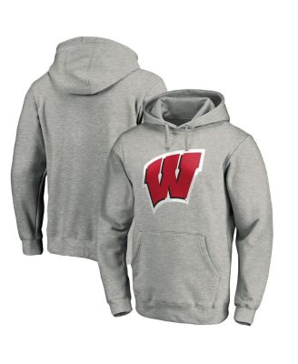 Fanatics - Men's  Gray Wisconsin Badgers Primary Logo Pullover Hoodie