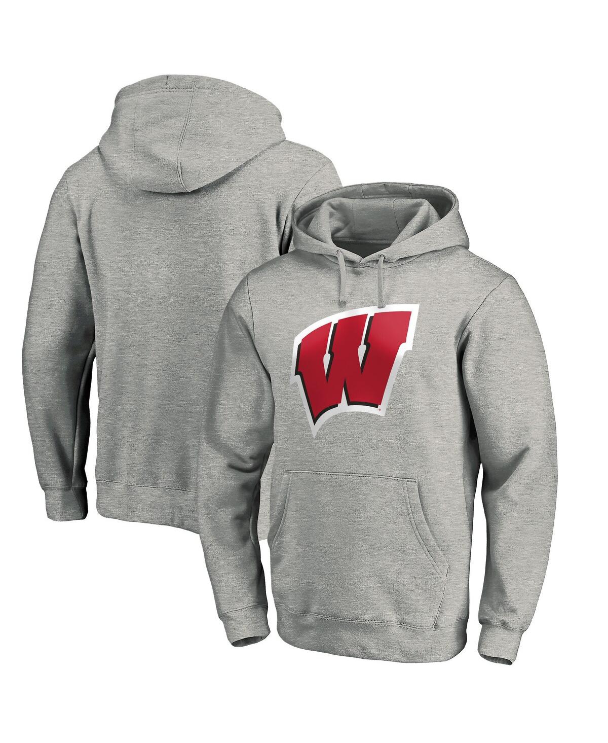 Fanatics Men's Gray Wisconsin Badgers Primary Logo Pullover Hoodie In Gray