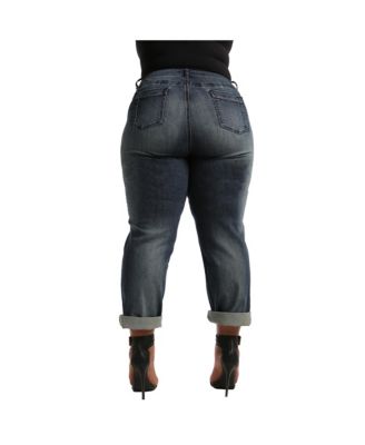 Plus Size Tall Curvy-Fit Rolled Cuff Boyfriend Jeans