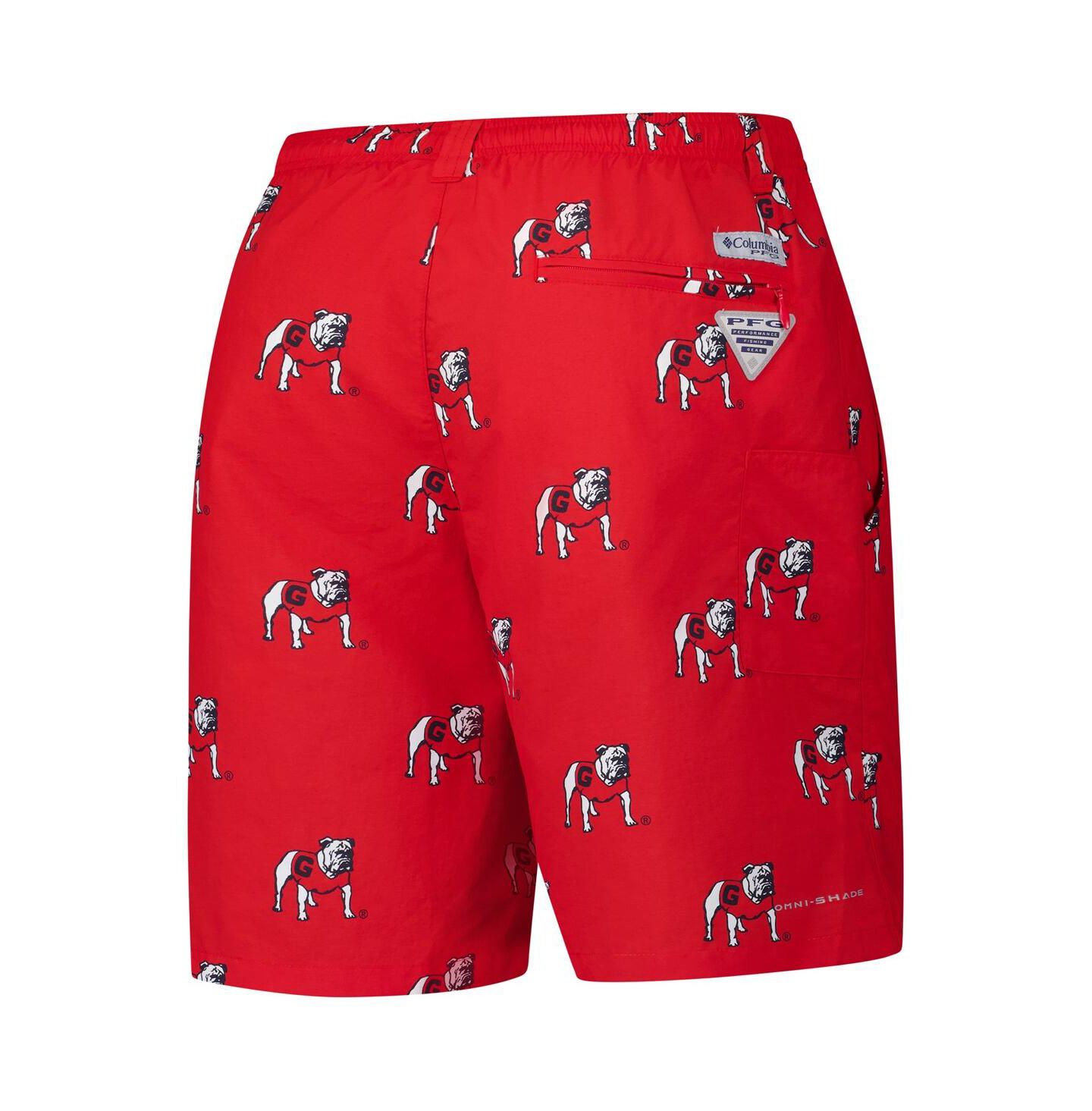 Мужские шорты Columbia Georgia Bulldogs PFG Back Cast III Omni-Shade, Red — фото 2