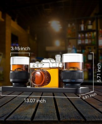 Camera Shaped Wine and Whiskey Decanter Set