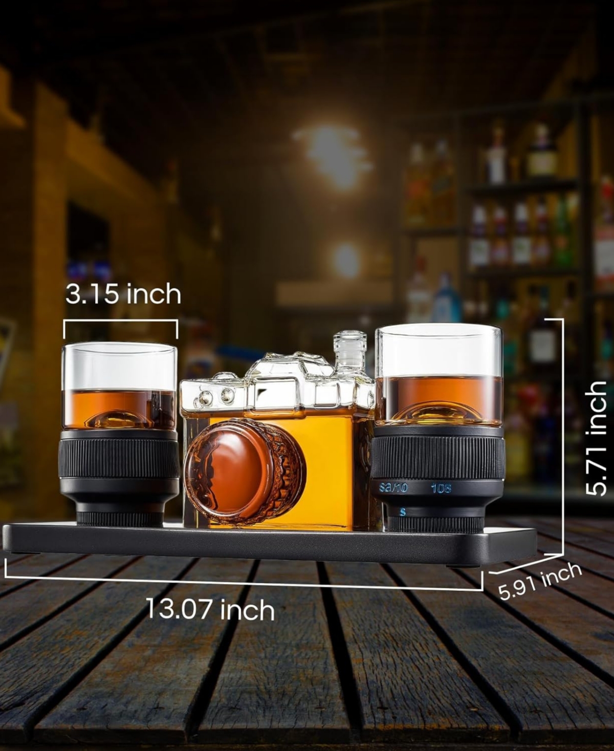 The Wine Savant Camera Shaped Wine And Whiskey Decanter Set In Clear