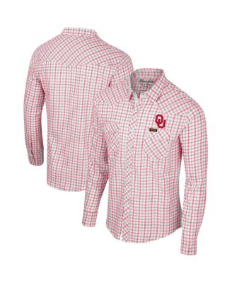 Colosseum - Men's  x Wrangler White Oklahoma Sooners Plaid Window Pane Long Sleeve Full-Snap Shirt