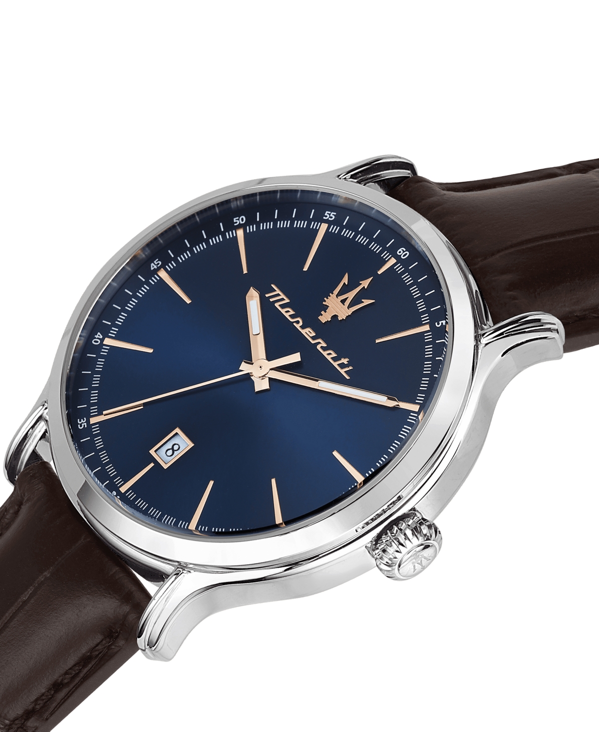 Maserati Men's Date Brown Leather Watch, 42mm