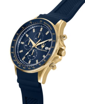 Men's Chronograph Blue Silicone Watch, 44mm