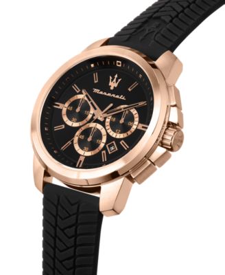 Men's Chronograph Black Silicone Watch, 44mm
