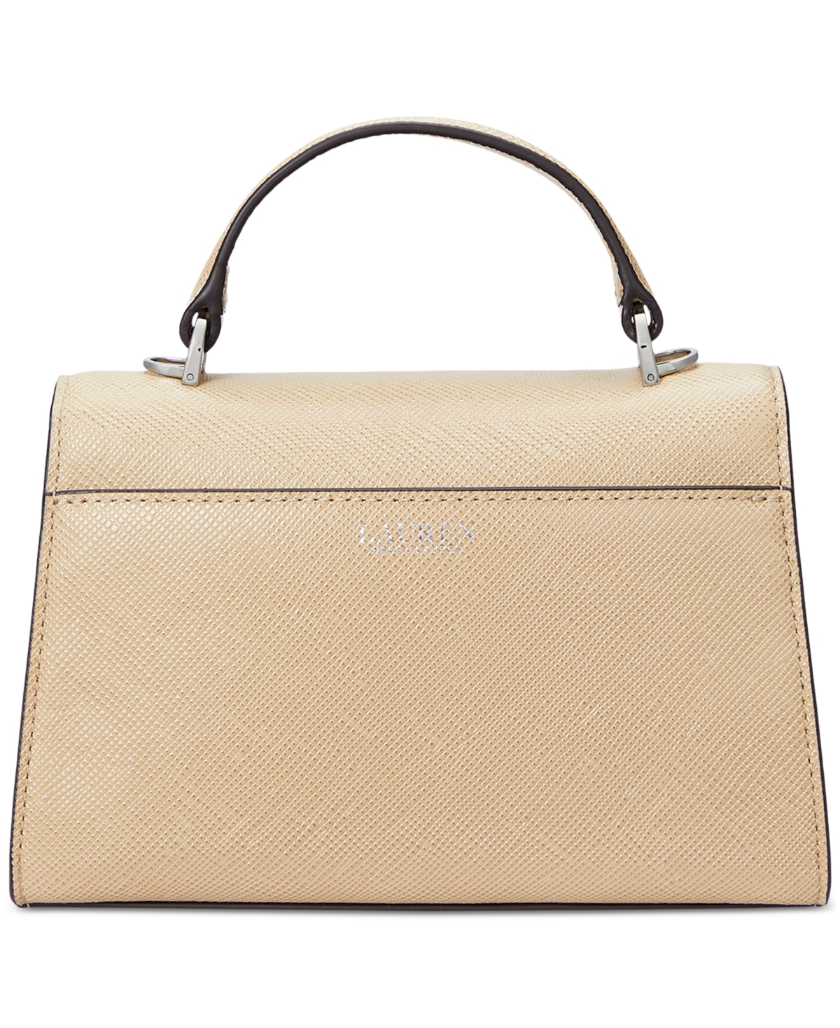 Ralph Lauren Farrah Crosshatch Leather Satchel In Sand Dune
