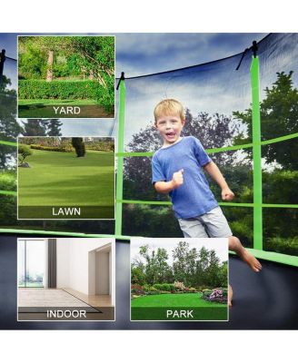 55" Trampoline for Kids, Children Trampoline w/Safety Enclosure Net & Spring Pad & Bulit-in Zipper Sturdy Steel Frame, Mini Outdoor Indoor Trampoline for Patio, Garden, Porch