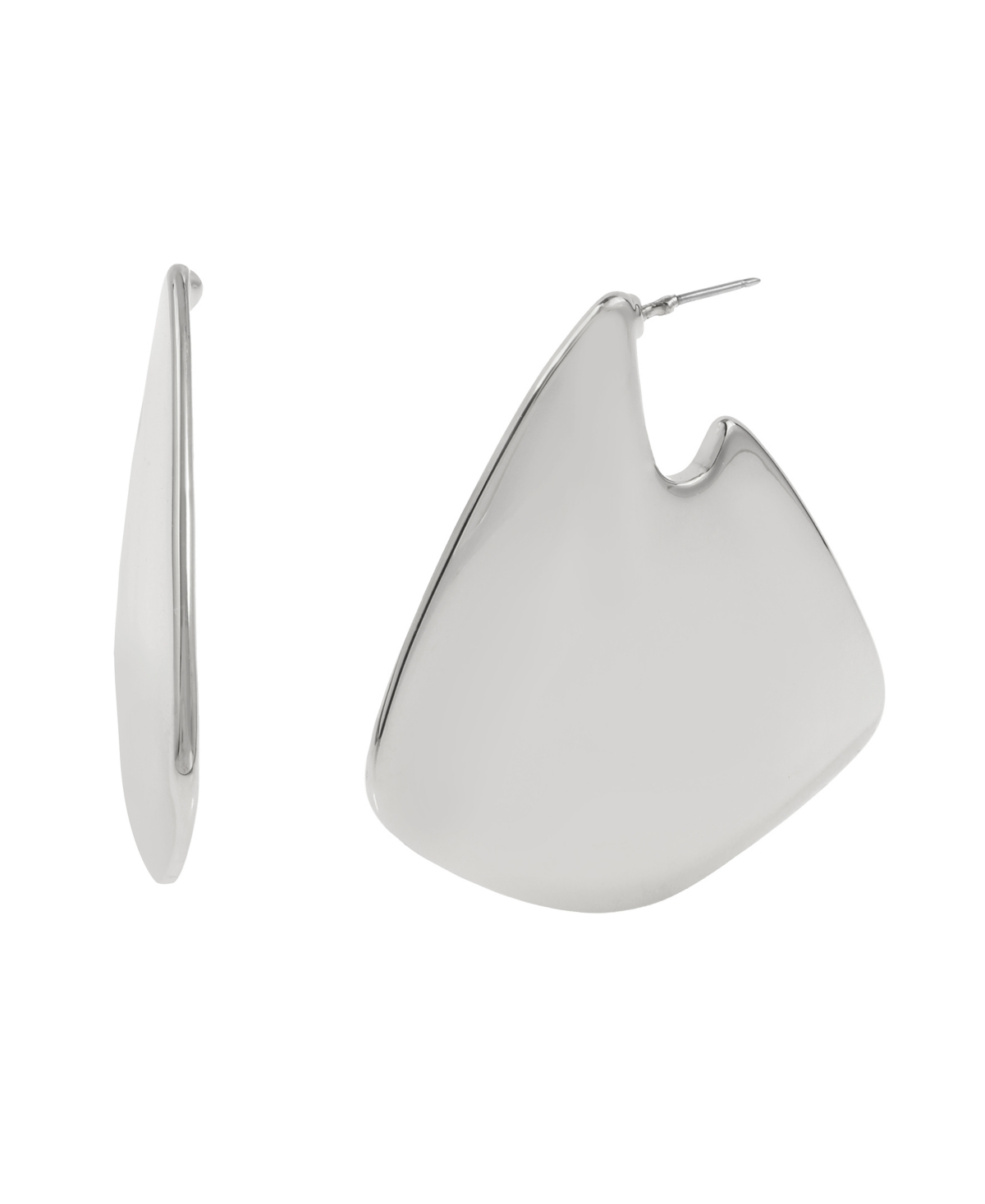 Steve Madden Geometric Statement Hoop Earrings In Rhodium