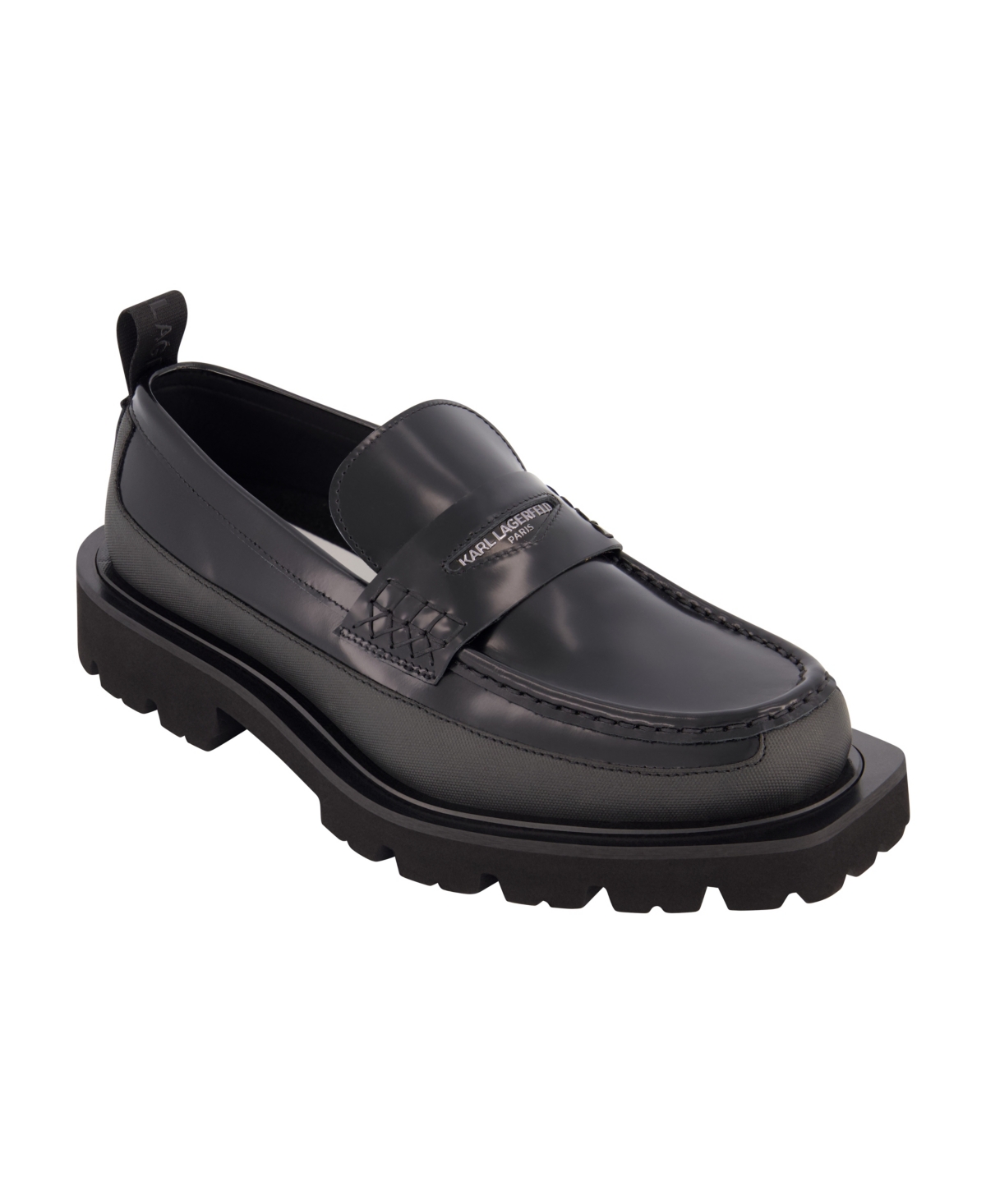 Karl Lagerfeld Paris White Label Lug Sole Penny Loafer In Black