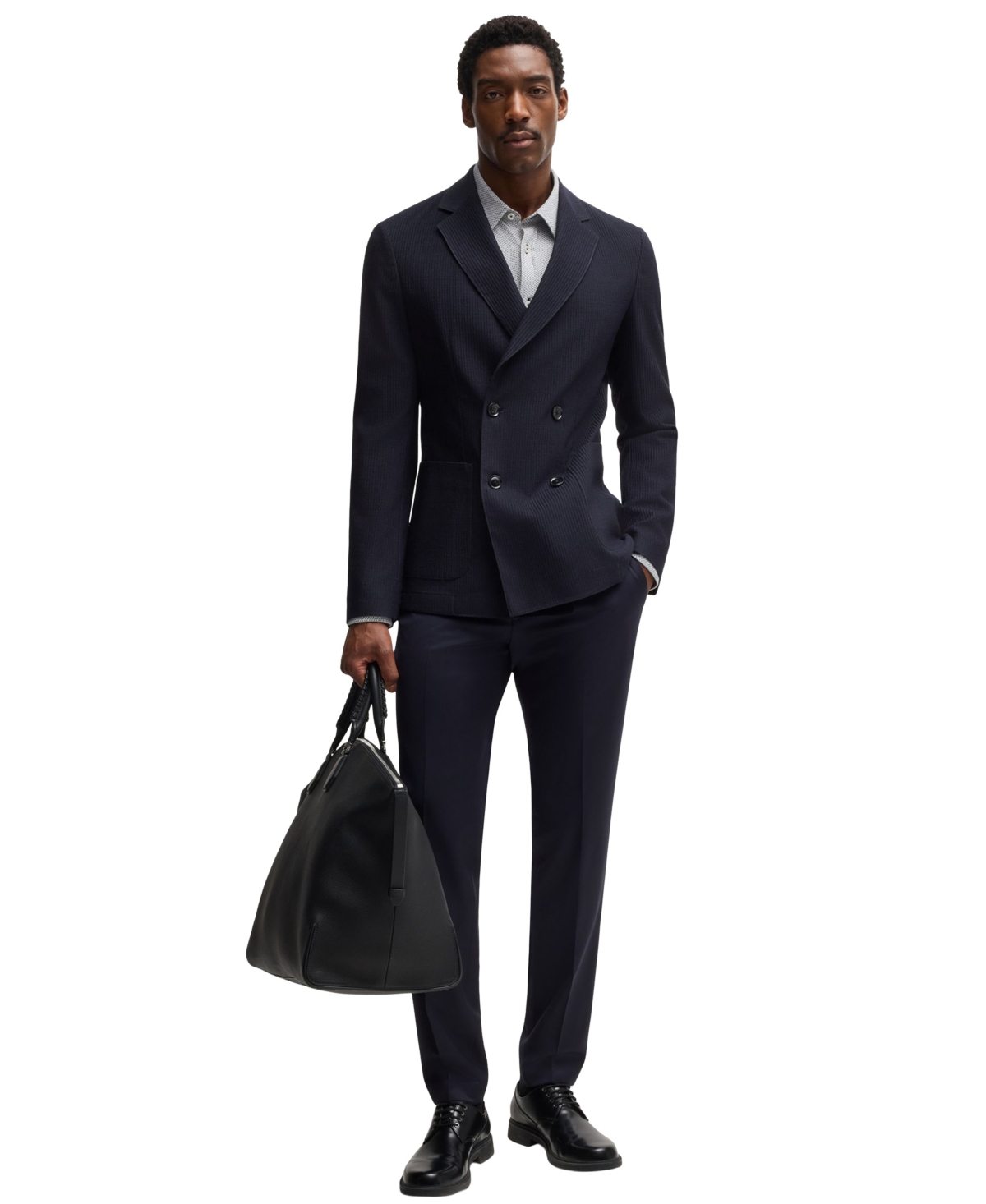 HUGO BOSS BOSS BY HUGO BOSS MEN'S PATTERNED WOOL-BLEND SLIM-FIT BLAZER 