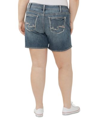 Plus Size Boyfriend Mid Rise Luxe Stretch Shorts