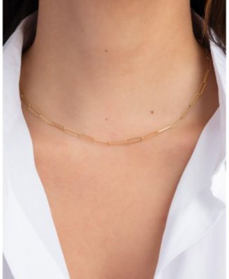 14k Gold Paper Clip Chain Necklace