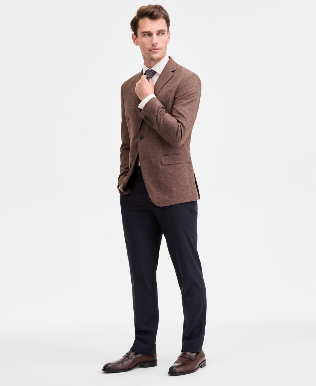 Men's Slim-Fit Techni-Cole Solid Weave Sport Coat - Burgundy