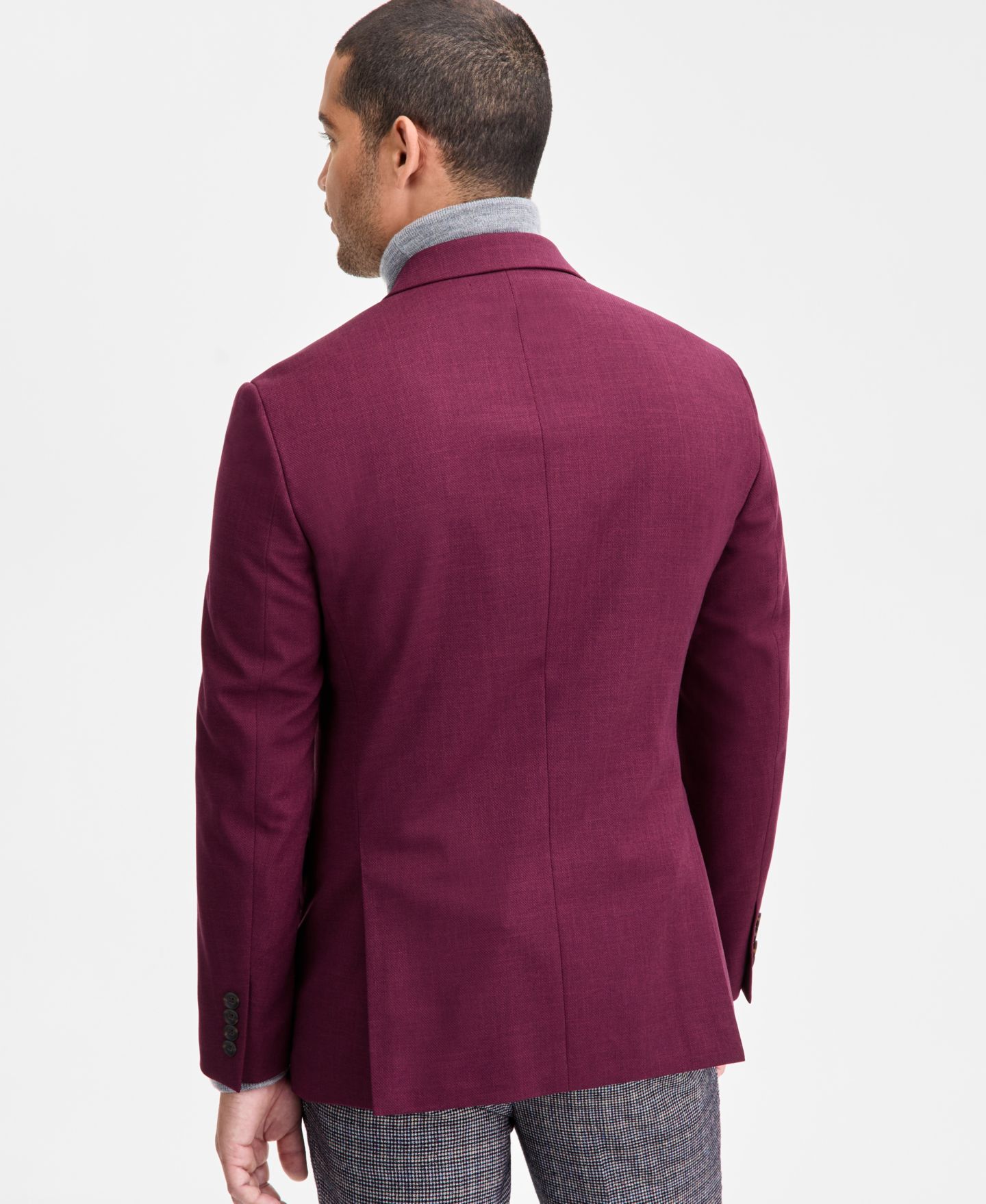 Мужской пиджак Kenneth Cole Reaction Slim-Fit Techni-Cole Solid Weave Sport Coat, цвет: Бордовый — фото 4