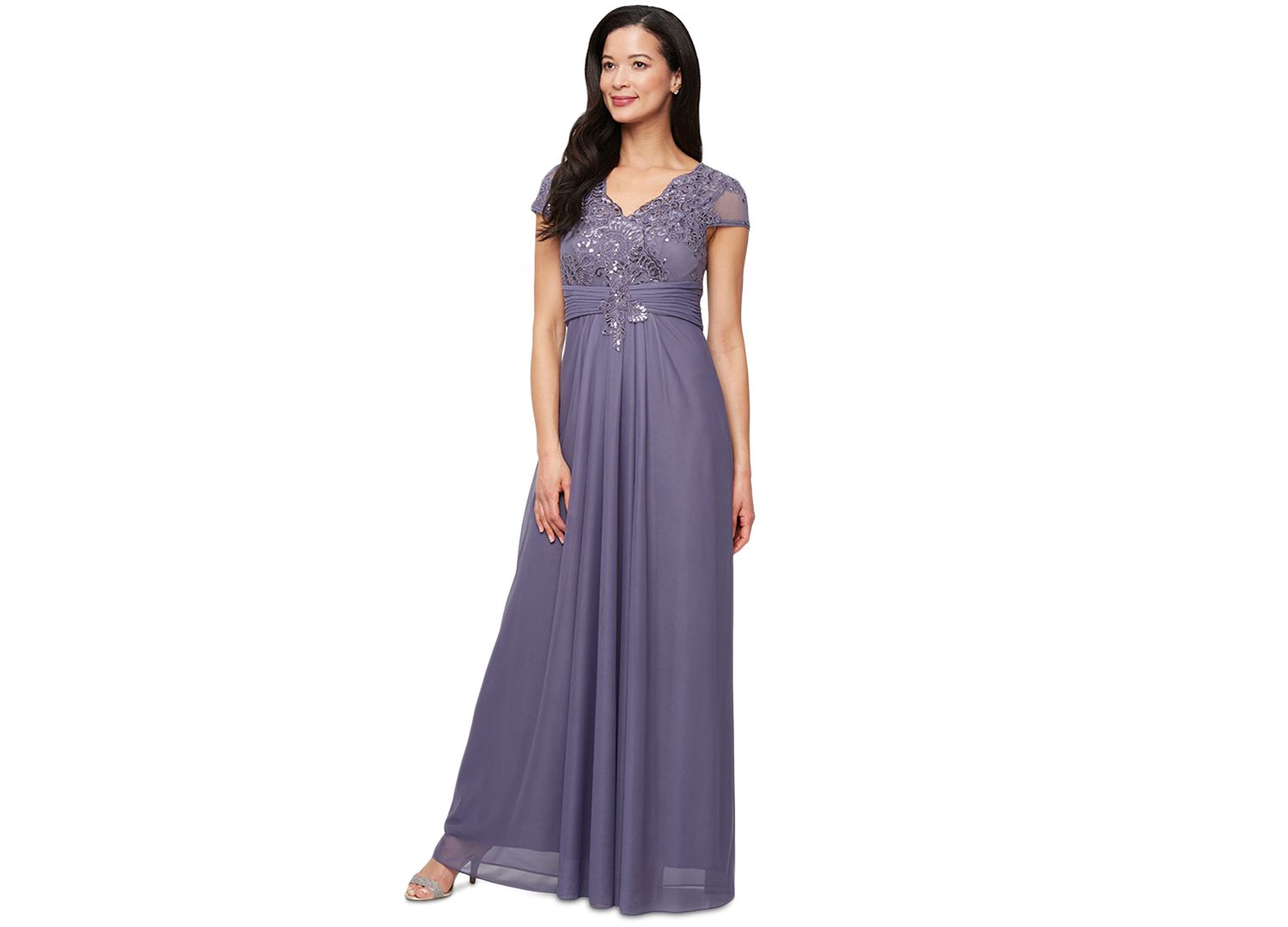 Women's Embellished Short-Sleeve Gown