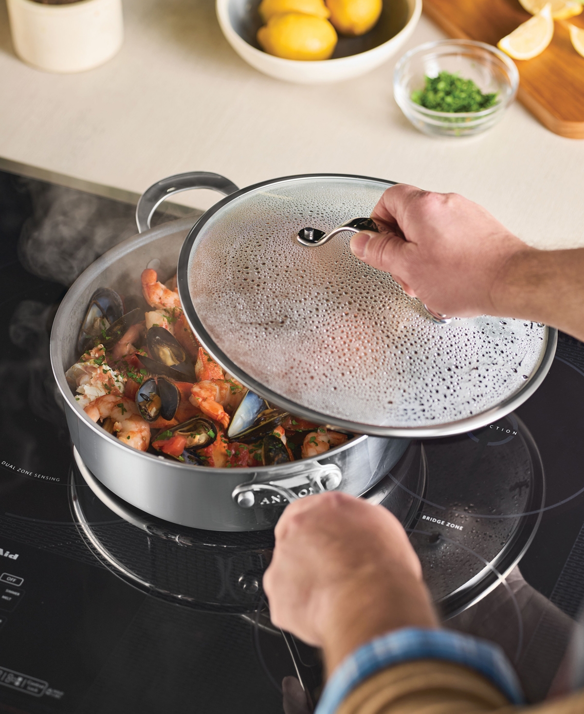 Anolon Everlast Ceramic Nonstick 11-pc. Cookware Set In Stainless Steel