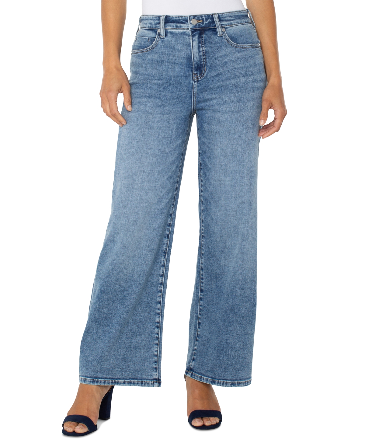 Liverpool Los Angeles Petite Stride High-rise Wide-leg Jeans In Carbon Canyon