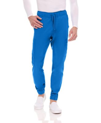 Men's Scrubs Pants- Stretch Scrub Joggers Bottoms with Six Pockets, Royal, Large