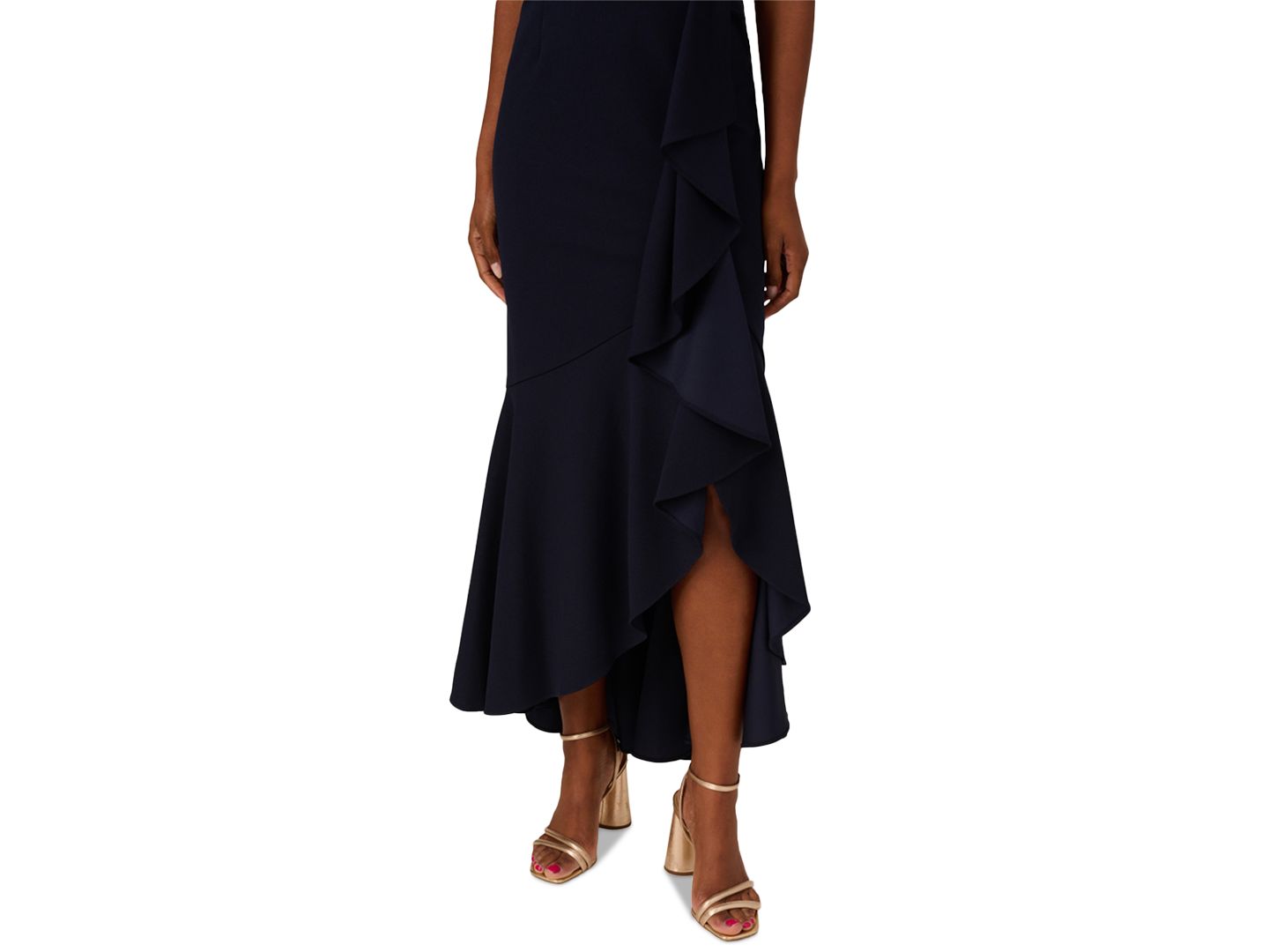 Женское платье Adrianna Papell Ruffled V-Neck High-Low, цвет: Тёмно-синий — фото 3