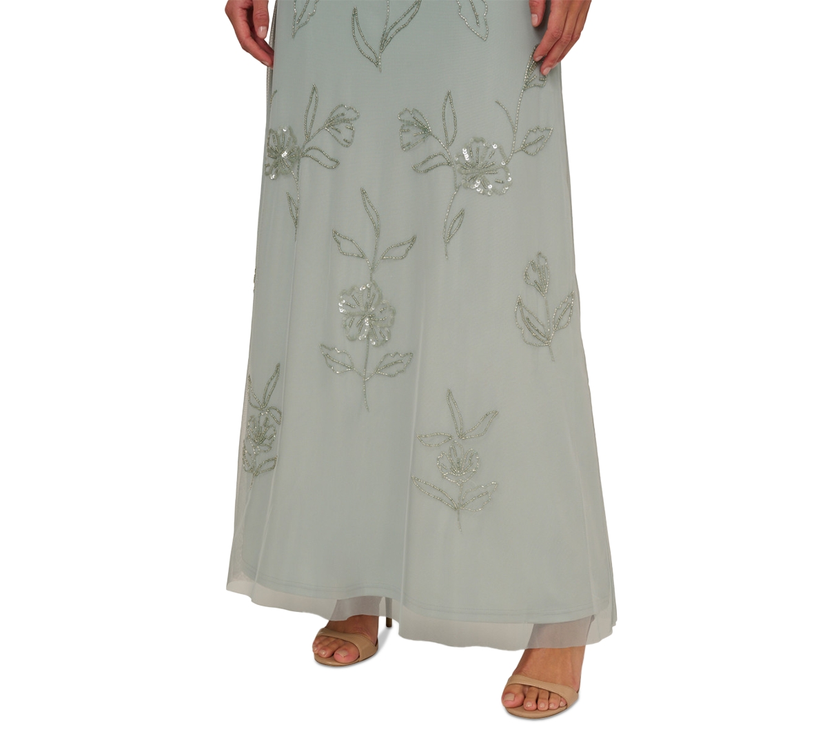 Shop Adrianna Papell Plus Size Beaded Blouson Dress In Aqua Dust